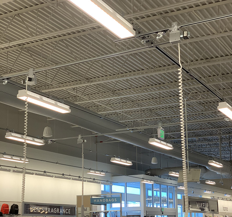 busstrut power drops retail overhead lighting