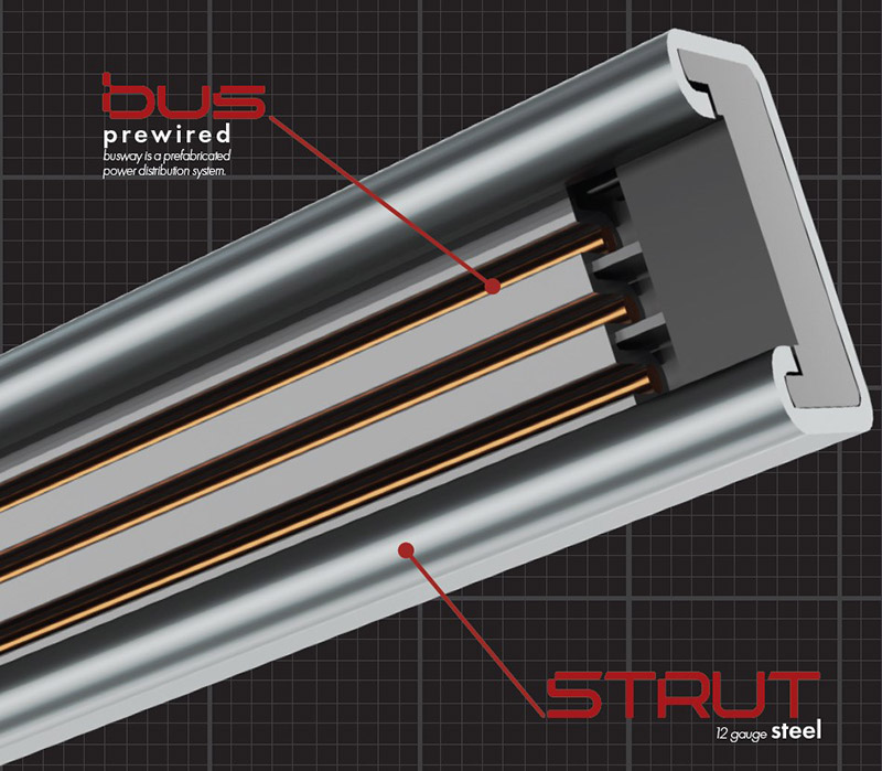 Prewired Bus Strut 12 gauge steel